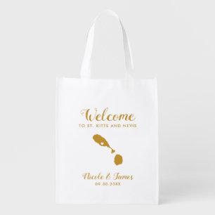St. Kitts and Nevis Wedding Welcome Bag, Gold Tote