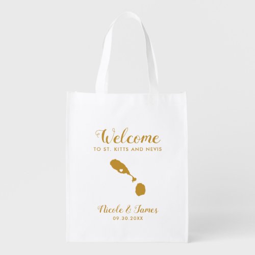 St Kitts and Nevis Wedding Welcome Bag Gold Tote