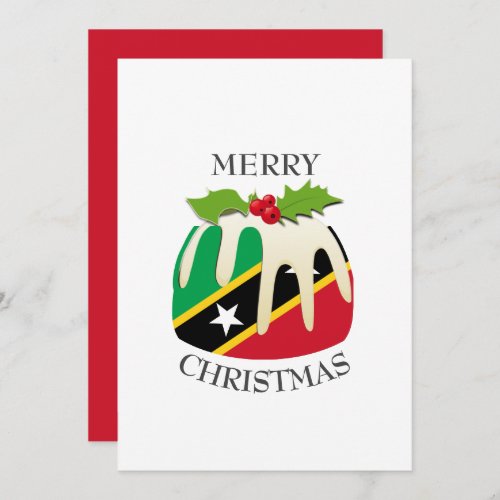 ST KITTS FLAG  Christmas Pudding  Festive Holiday Card