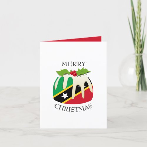 ST KITTS FLAG  Christmas Pudding  Festive Holiday Card