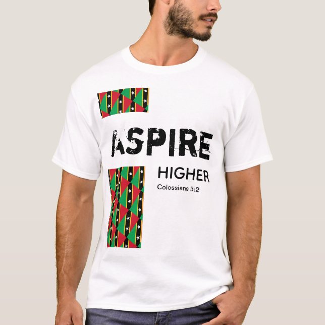 St Kitts Nevis ASPIRE HIGHER Christian Scripture T-Shirt (Front)