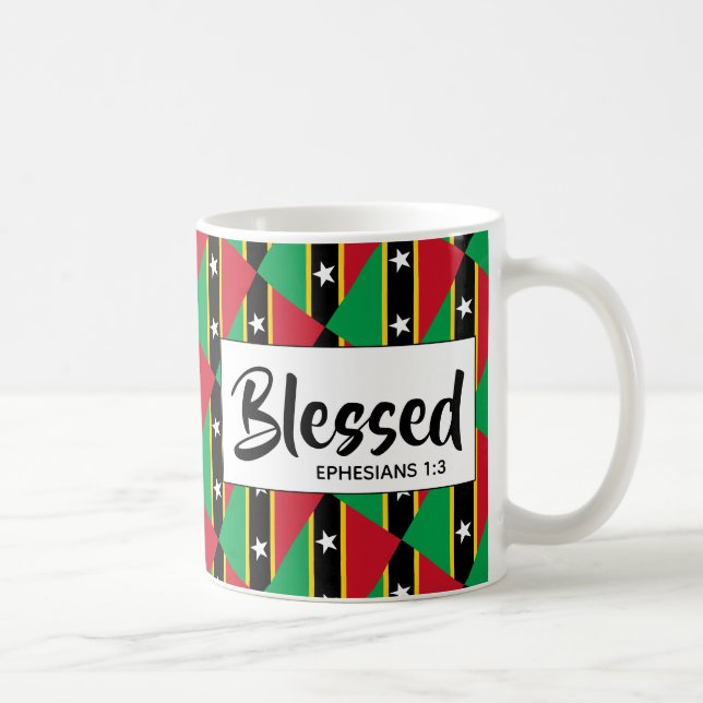 ST KITTS NEVIS  Blessed Ephesians Bible Scripture Coffee Mug (Right)