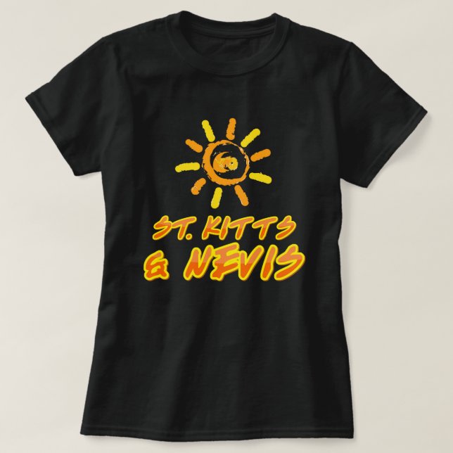St. Kitts & Nevis bright yellow & orange T-Shirt (Design Front)