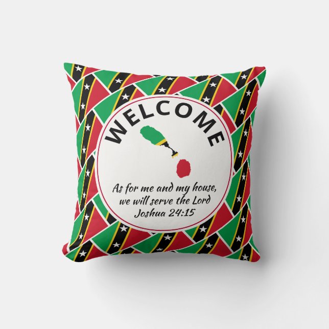 ST KITTS NEVIS Christian Welcome Throw Pillow (Front)