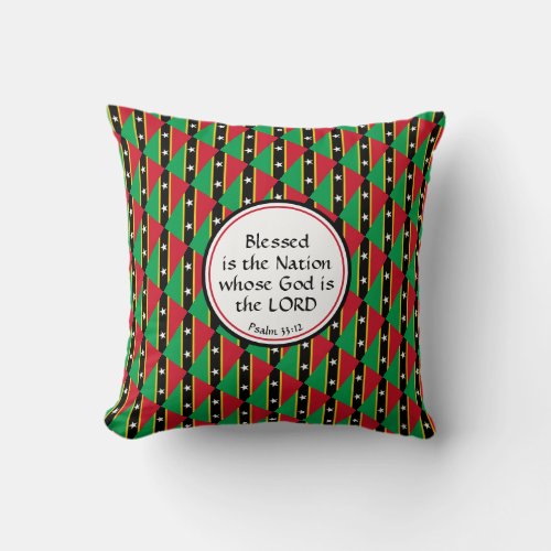 ST KITTS  NEVIS FLAG  Blessed Nation  Patriotic Throw Pillow