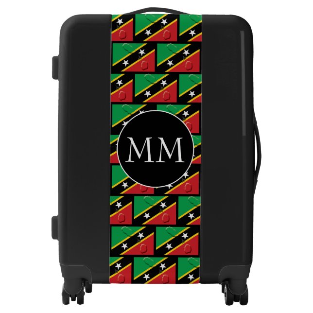 ST KITTS NEVIS Flag | Kittitian Map | Monogram Luggage (Front)