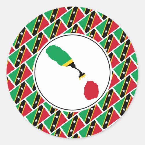 ST KITTS NEVIS FLAG Kittitian Nevisian Map Stylish Classic Round Sticker