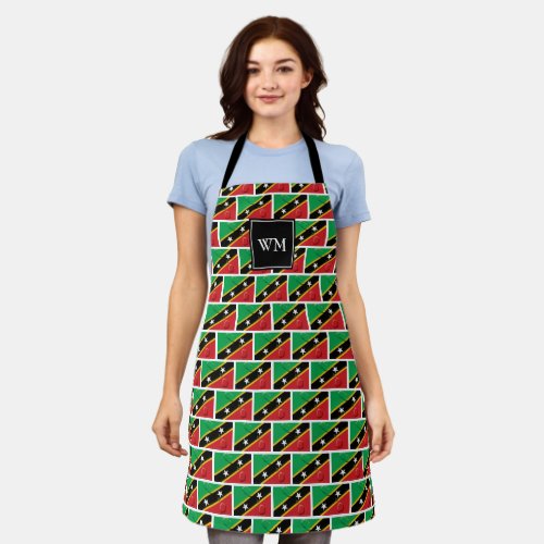 ST KITTS NEVIS FLAG MAP  Monogram  Kittitian Apron