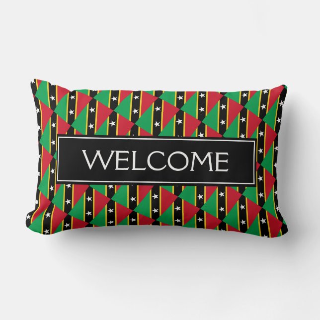 ST KITTS & NEVIS FLAG | Patriotic WELCOME Lumbar Pillow (Front)