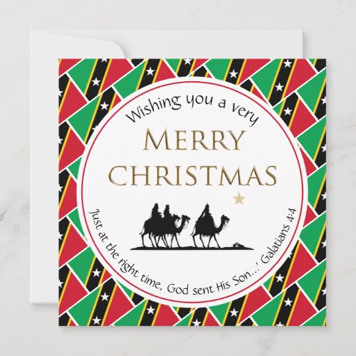 ST KITTS NEVIS FLAG Three Wise Men Christmas Holiday Card