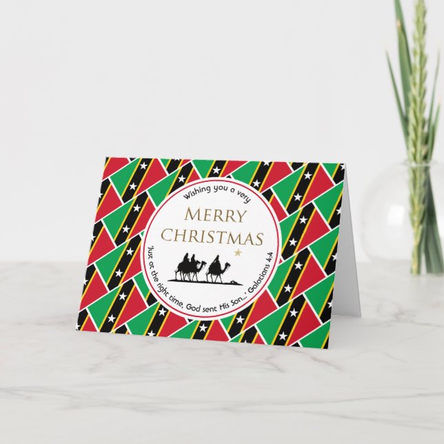 ST KITTS NEVIS FLAG Three Wise Men Christmas Holiday Card (Front)