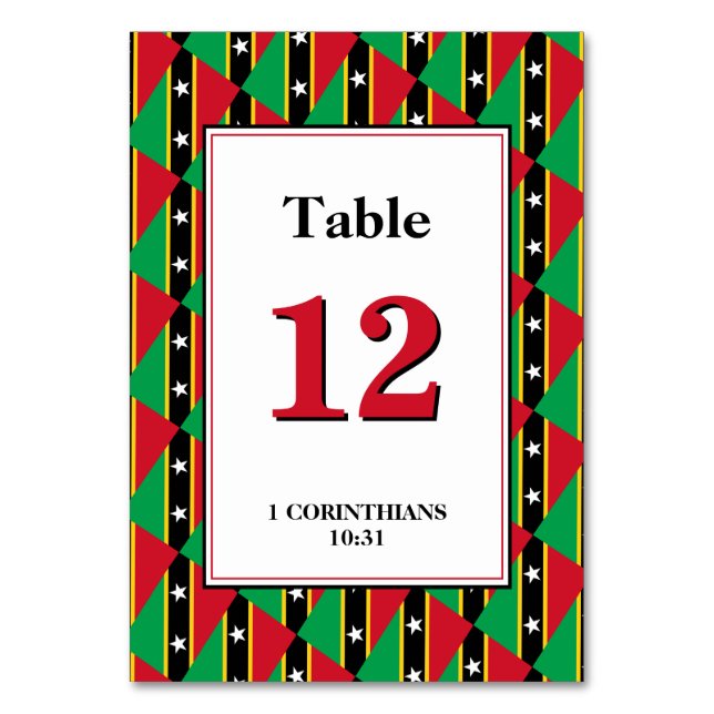 ST KITTS NEVIS Patriotic Celebration Banquet Table Number (Front)