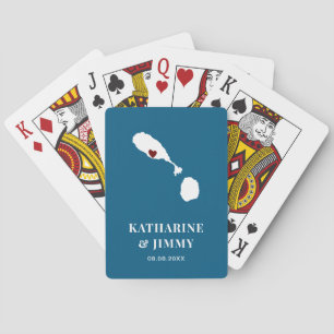 St. Kitts & Nevis Wedding Favor Deck of Cards, Map Poker Cards