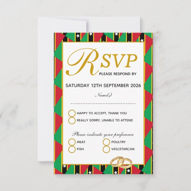 ST KITTS NEVIS Wedding RSVP Response Card (Front)