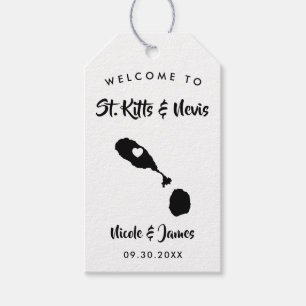 St. Kitts & Nevis Wedding Welcome Bag Tags, Map Gift Tags