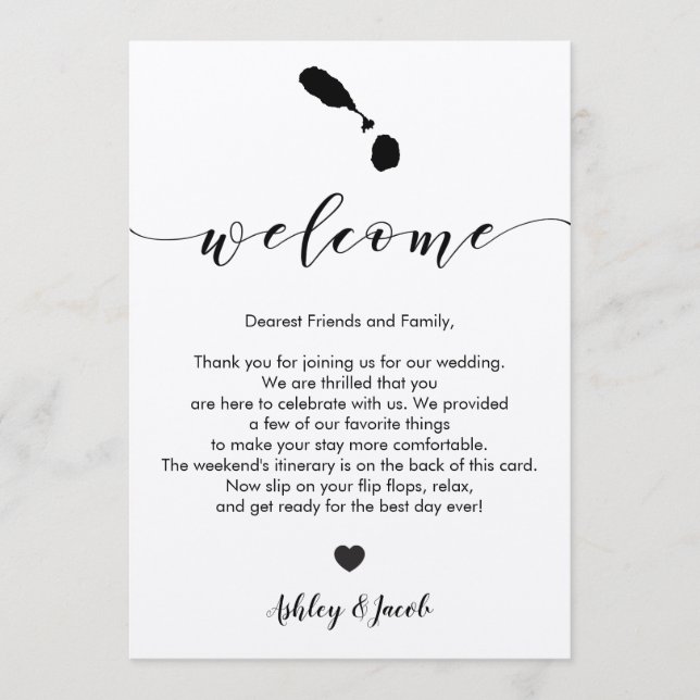 St. Kitts & Nevis Wedding Welcome Letter Itinerary Program (Front)