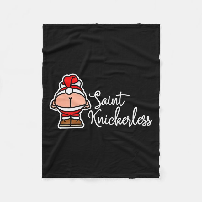 St. Knickerless Funny Mooning Santa Claus Christma Fleece Blanket (Front)