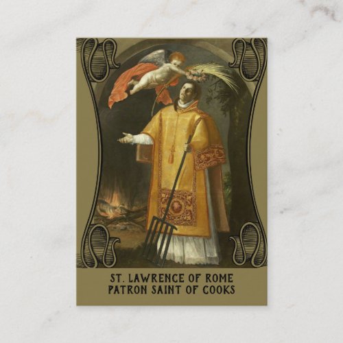 St Lawrence of Rome Patron Saint of Cooks Business Card