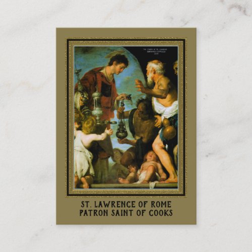 St Lawrence of Rome Patron Saint of Cooks Prayer Business Card