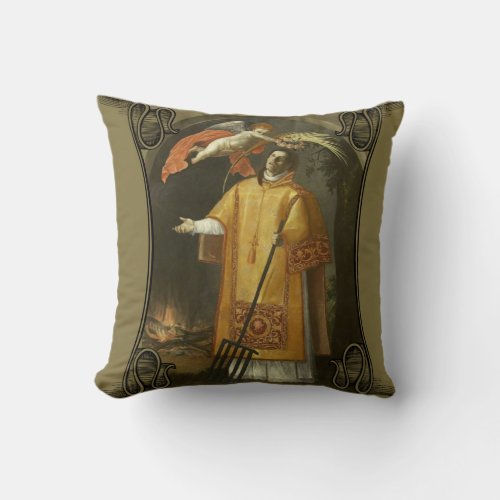 St Lawrence of Rome Patron Saint of Cooks Throw Pillow