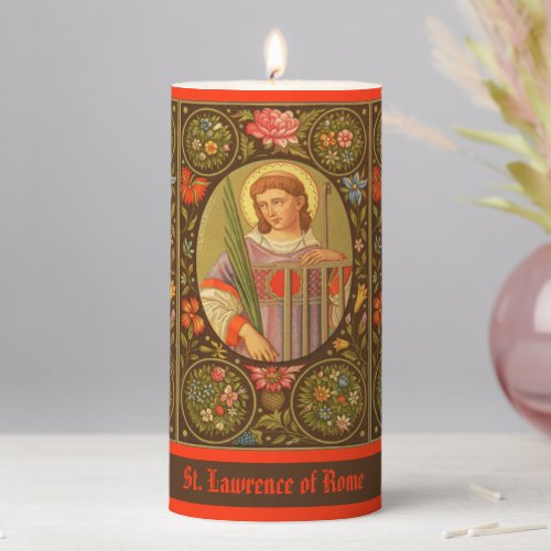 St Lawrence of Rome PM 04 3x6 Pillar Candle