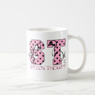 st letters pink and black polka dots coffee mug