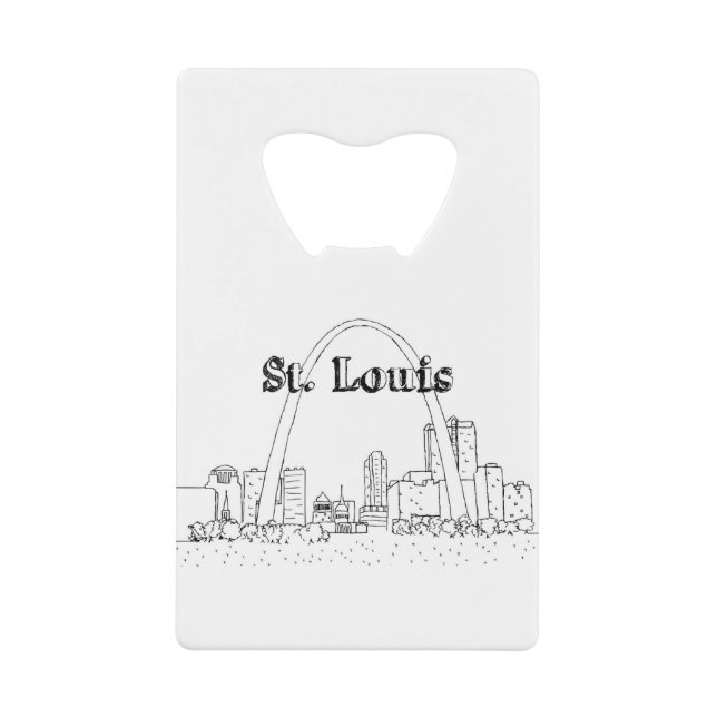St. Louis Arc Vacation Drawing Vacation Art Travel Credit Card Bottle Opener (Front)