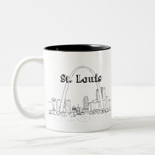 St Louis Arc Vacation Drawing Vacation Art Travel Two_Tone Coffee Mug