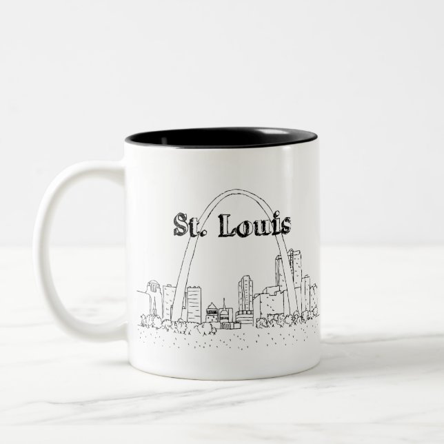 St. Louis Arc Vacation Drawing Vacation Art Travel Two-Tone Coffee Mug (Left)