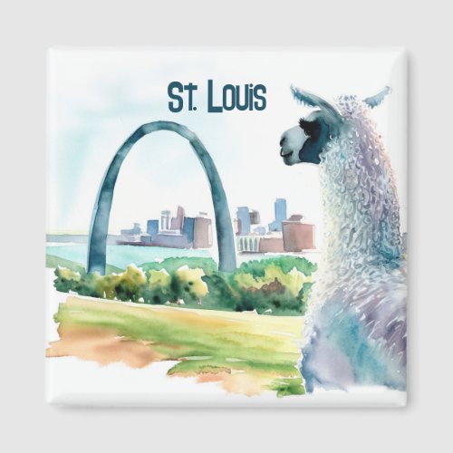 St Louis Arch Llama Souvenir Magnet