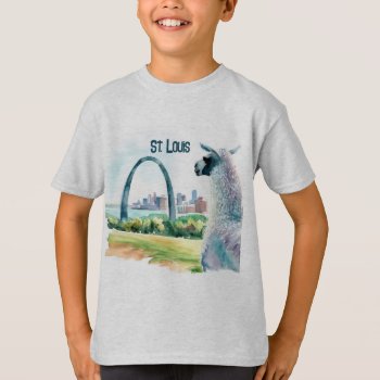 St. Louis Arch Llama Souvenir T-shirt by YellowSnail at Zazzle