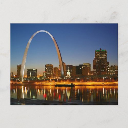 St Louis Arch Missouri on the Mississippi by Night Postcard