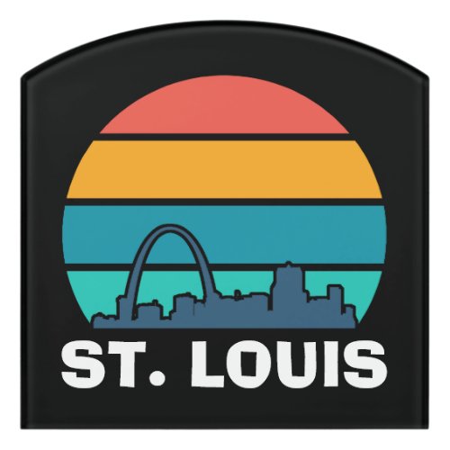 St Louis Arch Retro Sunset Cityscape Door Sign