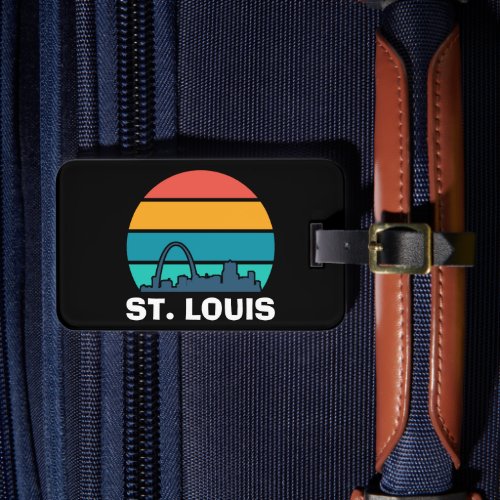 St Louis Arch Retro Sunset Cityscape Luggage Tag