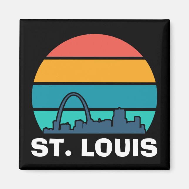 St. Louis Arch Retro Sunset Cityscape Magnet (Front)