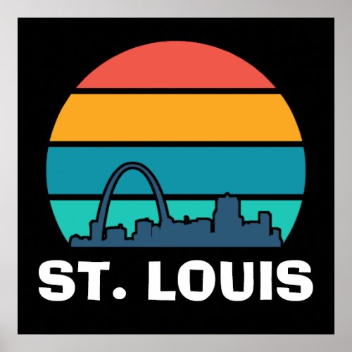 St Louis Arch Retro Sunset Cityscape Poster