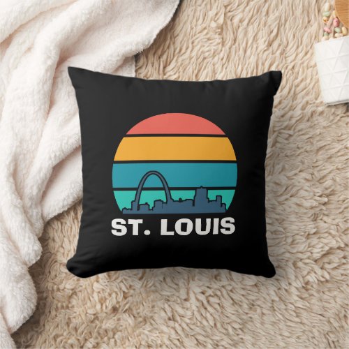 St Louis Arch Retro Sunset Cityscape Throw Pillow