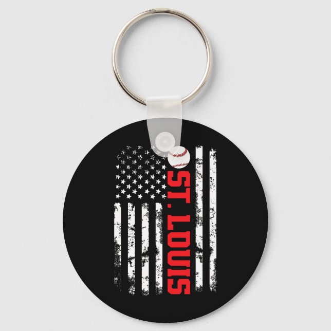 St. Louis Baseball Usa Flag  Keychain (Front)