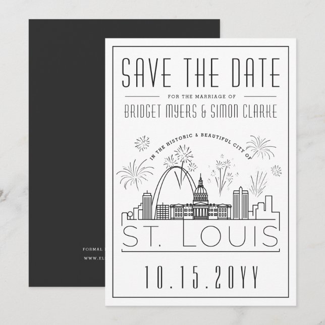 St. Louis City Save the Date | with Fireworks Invitation (Front/Back)