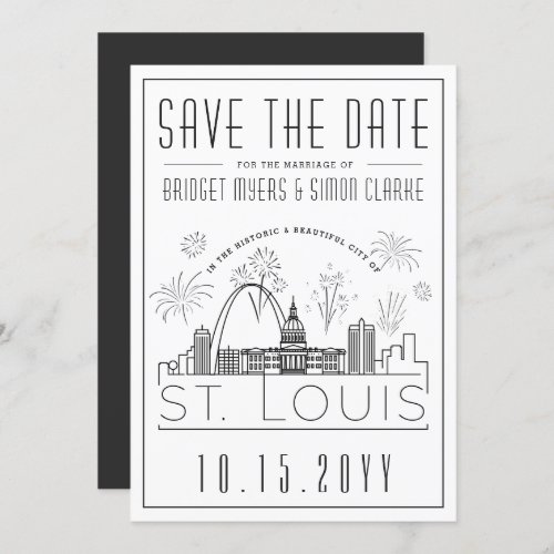 St Louis City Save the Date  with Fireworks Invitation