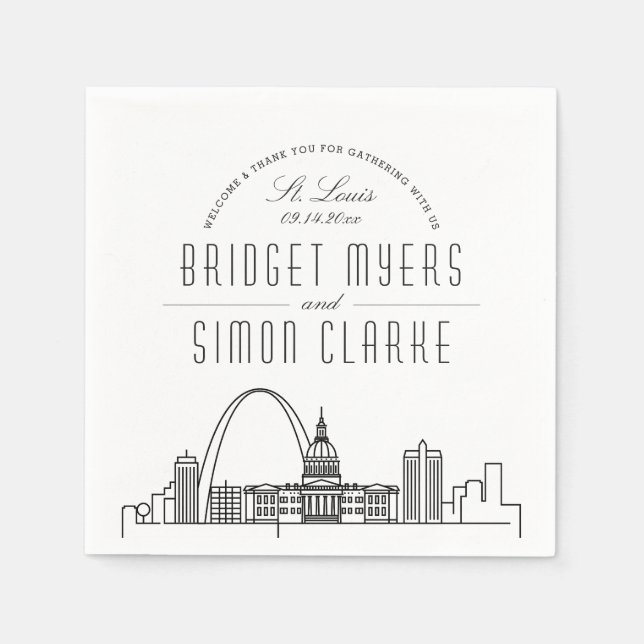 St. Louis Deco Skyline | Wedding Event Napkins (Front)