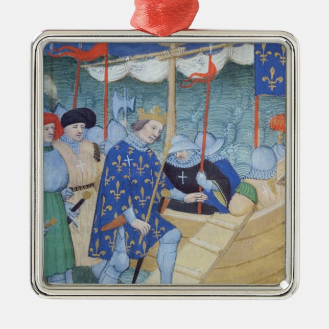 St. Louis embarking for the Crusades Metal Ornament (Front)