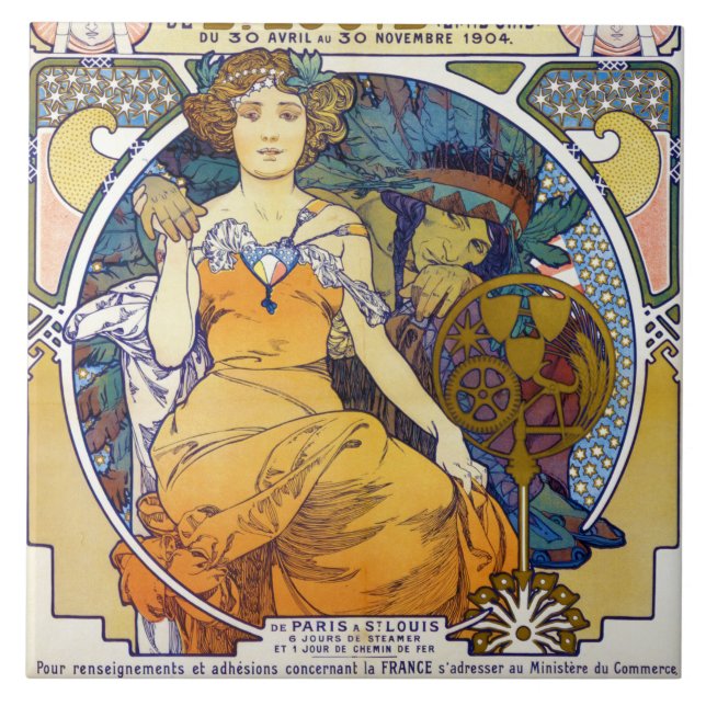 St. Louis Exhibition, Mucha Ceramic Tile (Front)