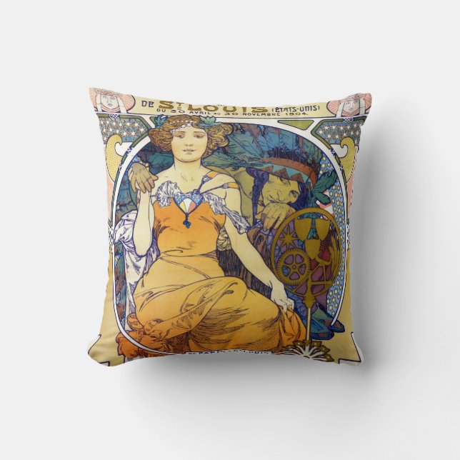 St. Louis Exhibition, Mucha Throw Pillow (Front)