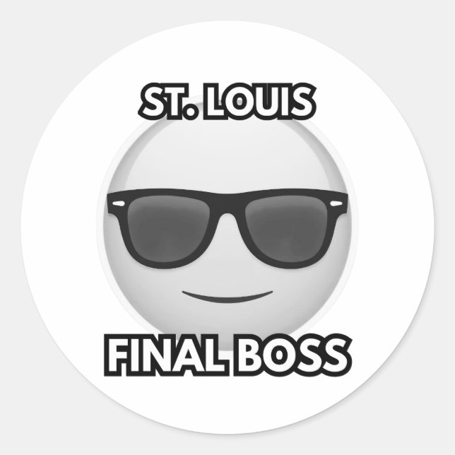 St. Louis Final Boss Cool Emoji Classic Round Sticker (Front)