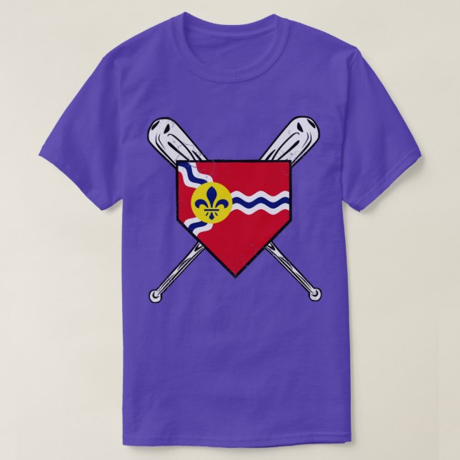 St Louis Flag Home Plate Baseball T-Shirt (Design Front)