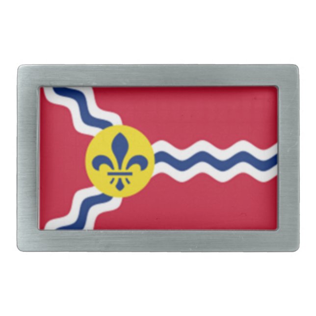 ST Louis Flag Rectangular Belt Buckle (Front)