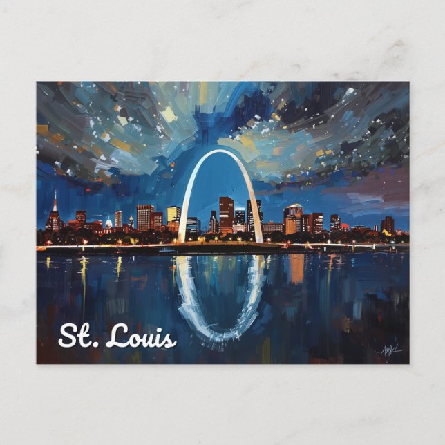 St Louis Gateway Arch City Art Postcard (Front)