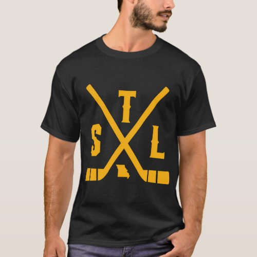 St Louis Ice Hockey Sticks State Outline T_Shirt
