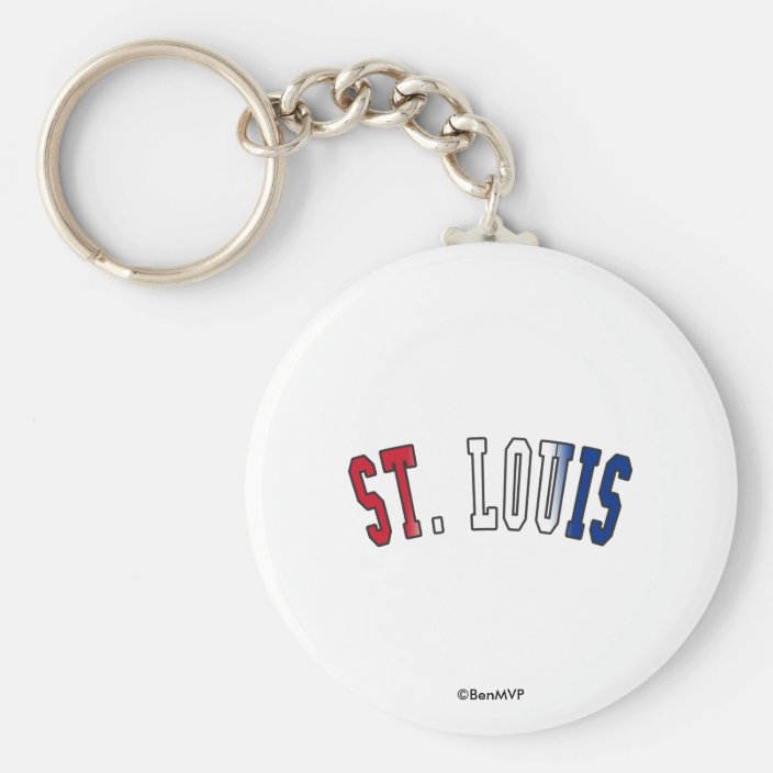 St. Louis in Missouri State Flag Colors Keychain